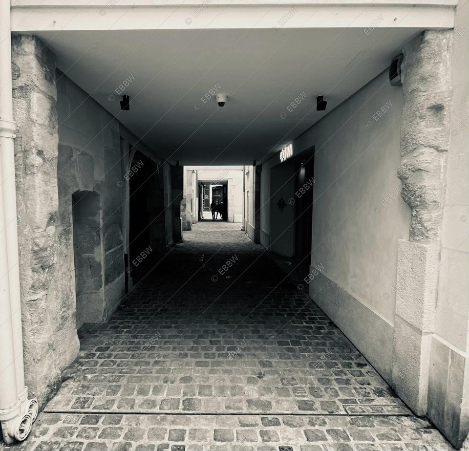 Passage couvert et pavé menant à une cour